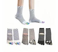YOYADOY Non-Slip Yoga Socks with Toes for Women，6 pairs Cotton Five Finger Socks