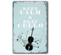 YoyaVex Keep Calm And Play Cello Metal Sign Home Kitchen Barth Garden Art Wall Decor Poster 16x12 Inch