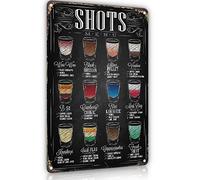 YOYI ART Bar Shots Menu Metal Sign - Vintage Sign for Home Bar, Man Cave, Basement, Kitchen, Cafe, Pub, Restaurant Wall Decor, 8 x12 inch