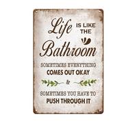 YOYI ART Bathroom Signs - Funny Vintage Metal Tin Signs for Washroom, Restoom and Farmhouse Wall Decor Art Accessories, 8 x 12 inch