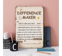 YOYI ART Difference Maker Office Decor for Women Sign - Vintage Tin Sign Gifts for Coworker, Funny Metal Sign for Office, Room, Home Wall Deocr Art Accessories, Retirement Gifts, 8 x 12 inch