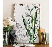 YOYI ART French Country Shabby Chic Galanthus Nivalis Butterfly Bee Flower Sign - Vintage Tin Signs for Room, Garden, Yard Wall Decor Art Accessories, Gifts for Women and Flower Lover, 8 x 12 inch