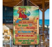 YOYI ART Funny Tiki Bar Rules Sign - Metal Patio Signs for Outside, Ourdoor, Vintage Tin Sign for Tiki Bar, Hawaii Theme, Beach, Yard, Pool, Garden and Patio Decor Wall Art Accessories, 8 x 12 inch