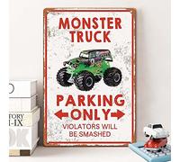 YOYI ART Monster Truck Room Decor, Monster Jam Bedroom Sign, 12 inches x 8 inches, Vinyl, Wall Mount, Red, Rectangular