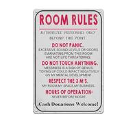 YOYI ART Room Rules Sign for Teen Girls - Funny Metal Tin Signs for Girls Boy Bedroom, Dorm, Gaming Room Door and Wall Decor Art Accessories, Cool Stuff Gift for Teen, 8 x 12 inch