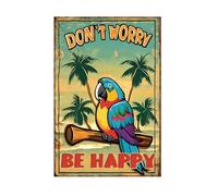 YOYI ART Tiki Bar Decor Tin Signs - Don't Worry Be Happy Sign, Vintage Metal Signs for Tiki Bars, Patio, Porch, Yard, Courtyards and Room Wall Art Decor, 8 x 12 inch