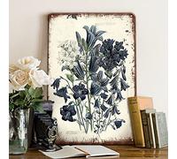 YOYI ART Vintage Campanula Persicifolia Decor Tin Sign - French Country Victorian Cottage Flower Signs for Room, Bathroom, Garden, Farmhouse Wall Decor Art Accessories, Gift for Women, 8 x 12 inch