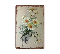 YOYI ART Vintage Daisy Decor Tin Sign - French Country Shabby Chic Signs for Home Room, Bathroom, Kitchen, Garden, Yard Wall Decor Art Accessories, Gifts for Women and Flower Lover, 8 x 12 inch