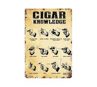 YOYI ART Vintage Metal Cigar Sign - Cigar Knowledge, Cigar Bar Signs for Man Cave, Garage, Home Bar, Basement, Cigar Room Decor Wall Art Accessories, Cool Stuff Gifts for Cigar Lovers Men, 8 x 12 inch
