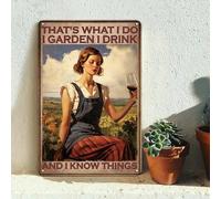 YOYI ART Vintage Metal Garden Signs for Outside - That's What I Do I Garden I Drink And I Know Things, Funny Tin Signs for Farmhouse, Patio Decor Wall Art, Gardening Gifts for Mom Women, 8 x 12 inch