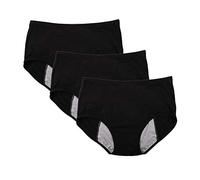 YOYI FASHION Bamboo Viscose Brief Menstrual Leakproof Panties Multi Pack US Size XXS-3XL/10, Black-3 Packs, L