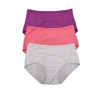 YOYI FASHION Bamboo Viscose Brief Menstrual Leakproof Panties Multi Pack US Size XXS-3XL/10, Elegance Red,Purple,Gray, L