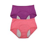 YOYI FASHION Bamboo Viscose Fiber Menstrual Period Leakproof Panties 2 Pack Size 16, Purple,Elegance red