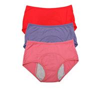 YOYI FASHION Bamboo Viscose Fiber Menstrual Period Leakproof Panties 3 Pack Size 12, Red,Denim Blue,Elegance red