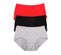 YOYI FASHION Viscose Brief Menstrual Leakproof Panties Multi Pack US Size XXS-3XL/10, Black,red,grey, 3XL