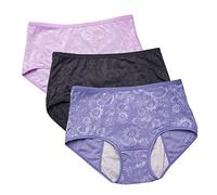YOYI FASHION Women Menstrual Period Briefs Jacquard Easy Clean Panties US Size XXS-5XL/12, Black,blue,lotus, 5XL