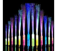 YOYIAG 12pcs Light Up Glow Sticks: Colorful Flashing Fibre Optic Lights, Glow Wands for Kids and Adults, LED Glow Fiber Wands for Party Favors