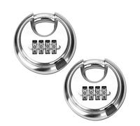 YOYIAG 2 Pack Waterproof Disc Padlock: Heavy Duty Combination Lock With 4 Digit Code for Gate Chain, Home, Outdoor, Gates, Locker - Stainless Steel