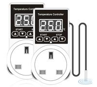 YOYIAG 2 Pcs Temperature Controller Plug 100-250 V Digital Thermostat Plug with Water Proof Sensor Probe, Support Heating/Cooling Mode, LCD Screen Thermostat Outlet Socket for Reptile Greenhouse Home