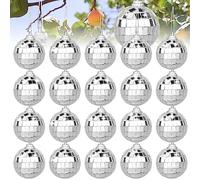 YOYIAG Mini Mirror Disco Ball: 20pcs Mini Disco Ball Baubles Silver Hanging Disco, Mirror BallDisco Ball Centerpiece Decor for Disco Birthday 70s, for Disco DJ Lighting Effect Stage Props