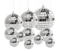 YOYIAG Silver Mirror Disco Ball: 11 Pieces Hanging Glitter Ball, Disco Mirror Ball for Christmas Wedding Birthday Party Retro Party Fun Party Supplies Stage Props, 2cm, 4cm, 6cm, 8cm