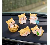 YOYLMAL 6 Pcs Mini Shiba Inu Dogs Cute Car Dashboard Decorations, Small Resin Puppy Rearview Mirror Decor Funny Computer Monitor Desk Ornaments for Women Men