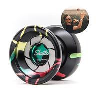 YoYo Factory Shutter Metal Yo Yo - Professional Trick YoYo with Extra Ball Bearing | Unresponsive Magic YoYo Kids, Teens & Adults - Black Rainbow