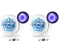 YoYo Factory SpinStar LED Yo Yo - Light Up YoYo for Kids & Beginners | Easy Return Professional Trick Yo-Yo for Learning, Fine Motor Skills & Spinning Toy Fun - Blue (Pack of 2)