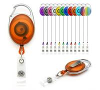 YoYo Retractable Reel Holder - Pack of 10 by Lanyards Tomorrow Extending extendable Ski ID Pass Badge Card Holders Work Access Control Carabiner with Metal Back Belt Clip Yo Yo (Orange)