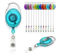 YoYo Retractable Reel Holder - Pack of 10 by Lanyards Tomorrow Extending extendable Ski ID Pass Badge Card Holders Work Access Control Carabiner with Metal Back Belt Clip Yo Yo (Turquoise)