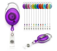 YoYo Retractable Reel Holder - Pack of 100 by Lanyards Tomorrow Extending extendable Ski ID Pass Badge Card Holders Work Access Control Carabiner with Metal Back Belt Clip Yo Yo (Purple)