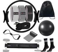 Yoyoapple at Home Pilates Essentials Kit for Women,11pcs Pilates Kit for Home Workouts Women,Pilates Kit for Home Workouts Women,Pilates Ball and Ring Set,Pilates Accessories for Home Workouts Black
