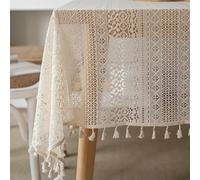 YOYOBO 1pc Retro Tablecloth Polyester Cotton Crochet Hollow Out Tassels Rural Style Wedding Tablecover