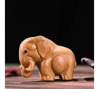 YOYOBO Carving Hippopotamus Elephant Rhinoceros Figurine Ornament Mini Cartoon Desktop Home Decor Fun Wooden Gifts