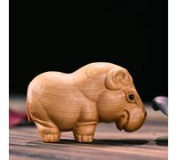 YOYOBO Carving Hippopotamus Elephant Rhinoceros Figurine Ornament Mini Cartoon Desktop Home Decor Fun Wooden Gifts