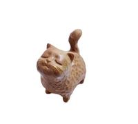 YOYOBO Cat Ornament Hand-carved Wooden Cat Statue Cute Cat Sculpture Cartoon Exquisite Animal Figurine Home