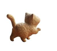 YOYOBO Cat Ornament Hand-carved Wooden Cat Statue Cute Cat Sculpture Cartoon Exquisite Animal Figurine Home