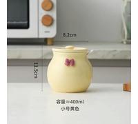 YOYOBO Household Ceramic Seasoning Pot Container with Lid Spoon Ceramic Sugar Bowl Seasoning Box Salt Pot Tea Pot Kitchen