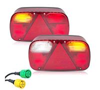 YOYOCOOL 2 PCS Trailer Tail Lights 12V Halogen-7 Functions: Brake, Turn, Position, Reverse, Fog Light, Licence Plate, Reflector Triangle