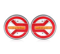 YOYOCOOL 2PCS 12V 24V LED Trailer Rear Lights Round Waterproof Truck Tail Light with E9 Certificate (FJ5019)