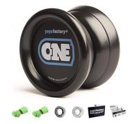 YoyoFactory ONE Yo-Yo - Black (modern spinning yoyo, beginner to pro, 2 different level ball-bearings included, comes with string)
