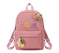 YOYOHAHAHA Personalized Backpack for Girls Boys, Custom Toddler Backpack with Cotton Rope Embroidery Name, Corduroy School Bag Bookbag for Kids, Birthday Christmas Back to School Gifts