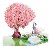 YOYOKIT 3D Pop Up Anniversary Card, Romantic Cherry Blossom Bridge with Couple, Wedding Cards for Wife, Husband, Couple, Ideal Gift for Anniversary, Wedding, Valentines, 6x8 inch