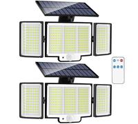 YOYONACY Solar Lights Outdoor, 2500 Lumen 3 Heads Solar Motion Lights Outdoor, Waterproof Solar Powered Security Flood Lights, Sensitive Motion Sensor Outdoor Lights, Illumination Large Area