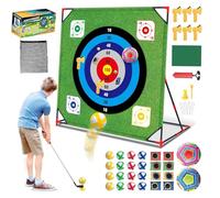 Yoyoom Golf Chipping Game with Stand, 4 in 1 Battle Golf Game with Putting Mat, 16 Sticky Balls, 8 Bean Bags, 6 Axes, 2 Soccer Balls, Indoor Outdoor Chip Sticky Practice Set for Teen & Adult