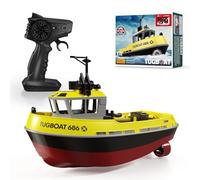 Yoyoom RC Boat, 1/72 RC Tugboat for Pools and Lakes, 2.4Ghz High-Speed Remote Control Boat with LED Lights and Low Battery Alarm for Kids and Adults
