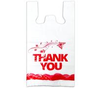 YoYoRain Oversized Thank You Plastic Bags with Handles - 50 Pack, 20x10x36, 20 Microns Thick, Heavy Duty White T-Shirt Bags for Retail & Grocery Use