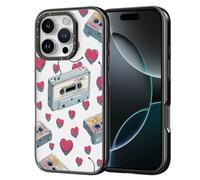 YOYORI for iPhone 16 Pro Case - [6.6 ft Military-Grade Drop Protection] [Anti-Peel Technology] Clear Black TPU Bumper Case with Cute Design (Cassette Tape, iPhone 16 Pro)