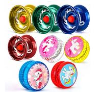 YoYos 8 Pack for Kids - Metal Professional Yoyo & Unicorn LED Light Up Yoyo, Responsive Beginner Friendly High Speed Spin Bearing, Bulk Gift Set for Birthday, Christmas, Back to School, Summer