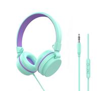 YOYOTUNE Kids Headphones, Wired On-Ear Headphones for Kids with Microphone, 85/94dB Volume Limiter for Girls and Boys, 3.5mm Wired Foldable Headphones for Learning and